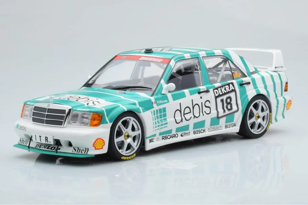 Model 1:18 Mercedes 190E 2.5-16 W201 EVO 2 Debis #18 F. Giroix Team Zackspeed DTM year 1991 Minichamps