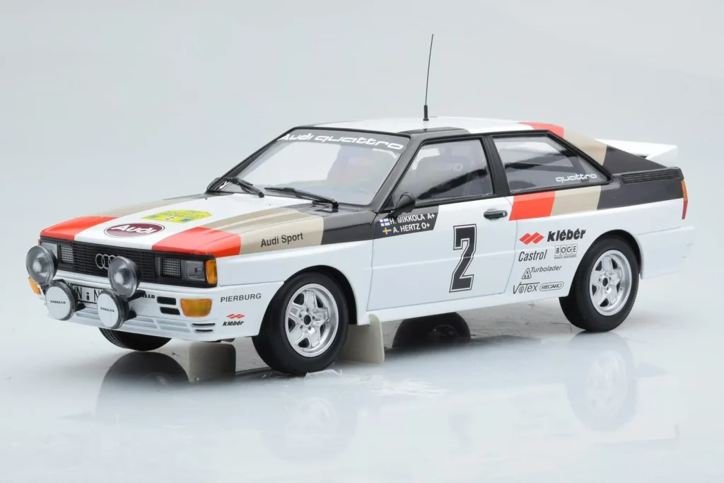 Model 1:18 Audi Quattro Audi Sport #1 H. Mikkola / A. Hertz Winners International Swedish Rally year 1981 Minichamps