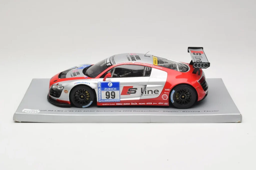 Model 1:18 Audi R8 LMS #99 F. Biela / P. Kaffer / M. Fässler / M. Hennerici Phoenix Racing 24 Hours Nürburgring year 2009 Spark