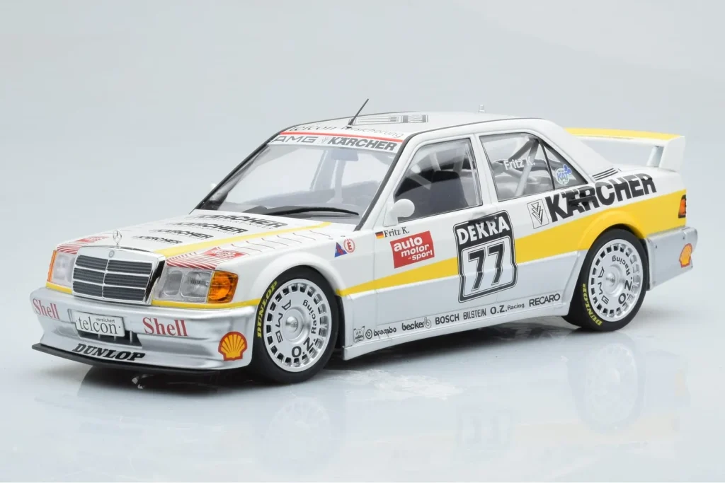Model 1:18 Mercedes 190E 2.5-16 W201 EVO 1 Karcher #77 F. Kreutzpointer Team AMG-Mercedes DTM year 1990 Minichamps