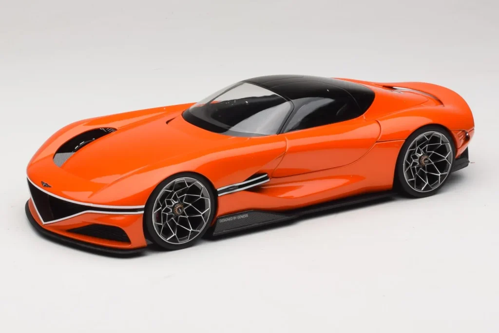 โมเดลรถ 1:18 Genesis X Gran Berlinetta VGT Orange Magma Norev