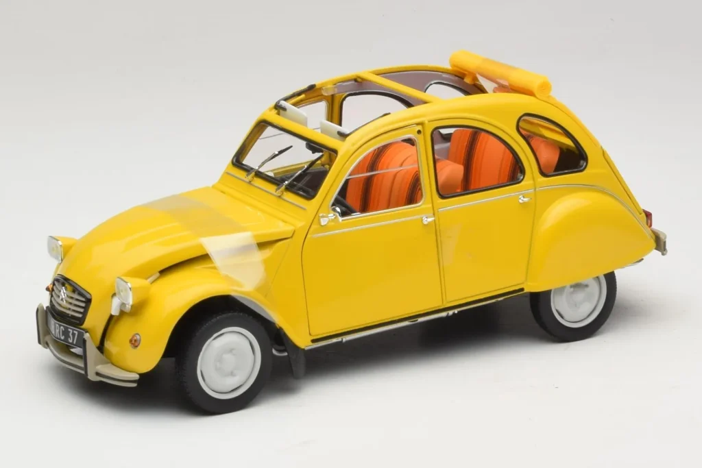 โมเดลรถ 1:18 Citroen 2CV 6 Club Mimosa สีเหลือง Norev (มือสอง)
