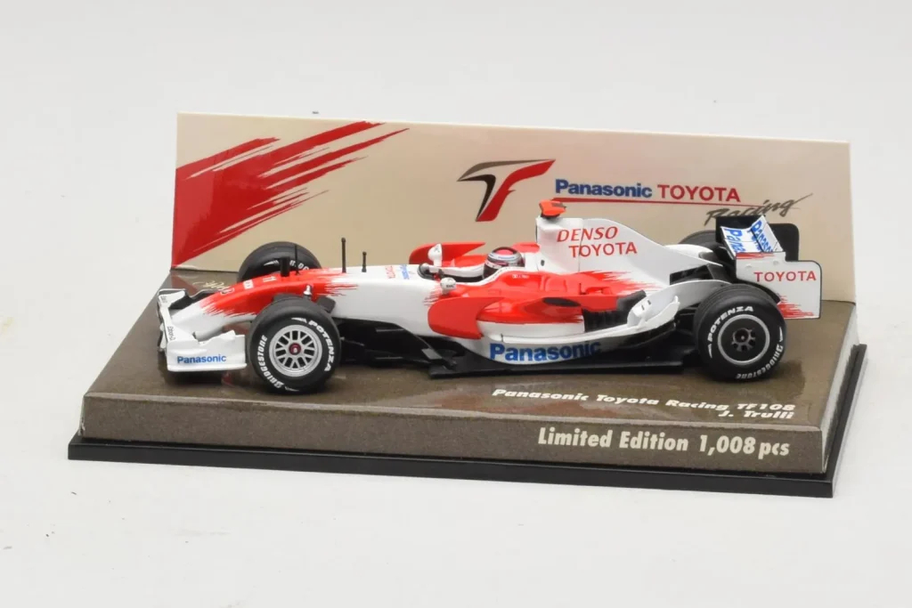 โมเดลรถ 1:43 Toyota TF108 Panasonic #12 J. Trulli F1 ปี 2008 Minichamps (มือสอง)