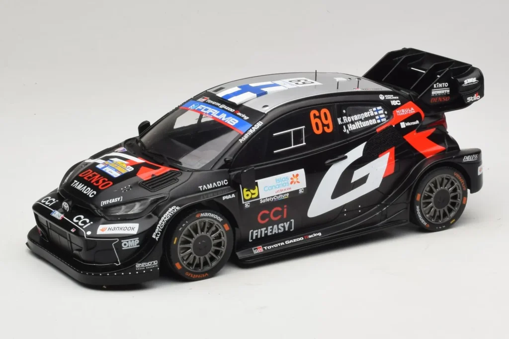 โมเดลรถ 1:18 Toyota GR Yaris Rally1 #69 K. Rovanpera / J. Halttunen Rally Islas Canarias ปี 2025 IXO