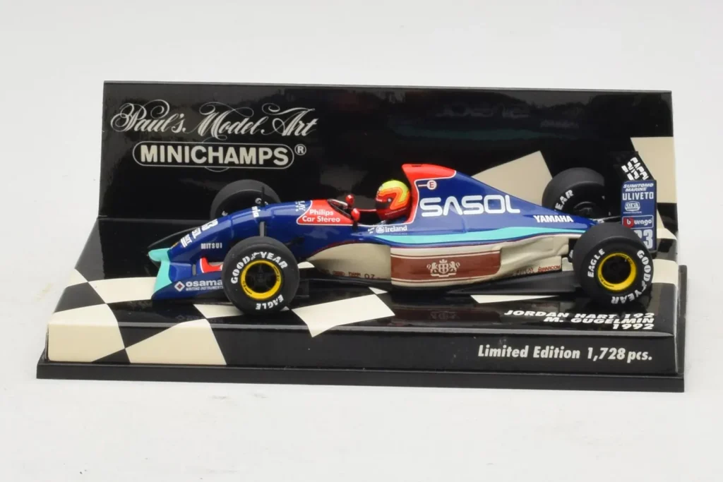 โมเดลรถ 1:43 Jordan 192 Yamaha M. Gugelmin F1 ปี 1992 Minichamps (มือสอง)