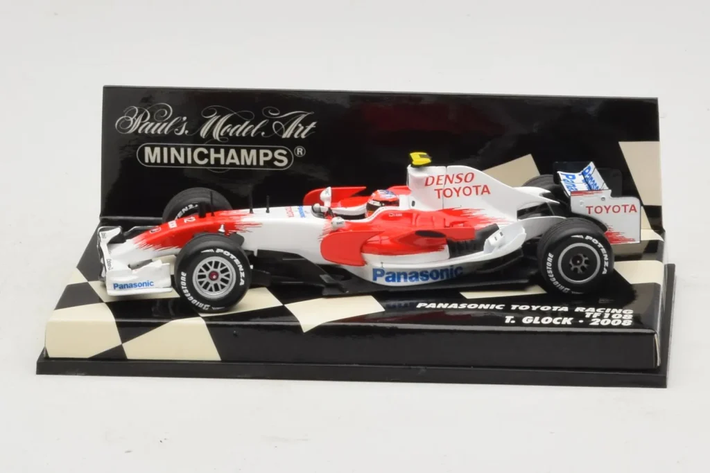 โมเดลรถ 1:43 Toyota TF108 #11 T. Glock Panasonic Toyota Racing F1 ปี 2008 Minichamps (มือสอง)