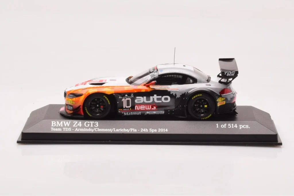 โมเดลรถ 1:43 BMW Z4 GT3 #10 C. Pla Team TDS Racing 24 Hours of Spa ปี 2014 Minichamps (มือสอง)