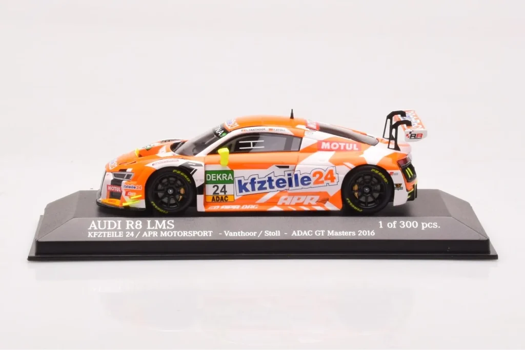 โมเดลรถ 1:43 Audi R8 LMS #24 Kfzteile24 APR Motorsport L. Vanthoor / C. Stoll ADAC GT Masters ปี 2016 Minichamps (มือสอง)