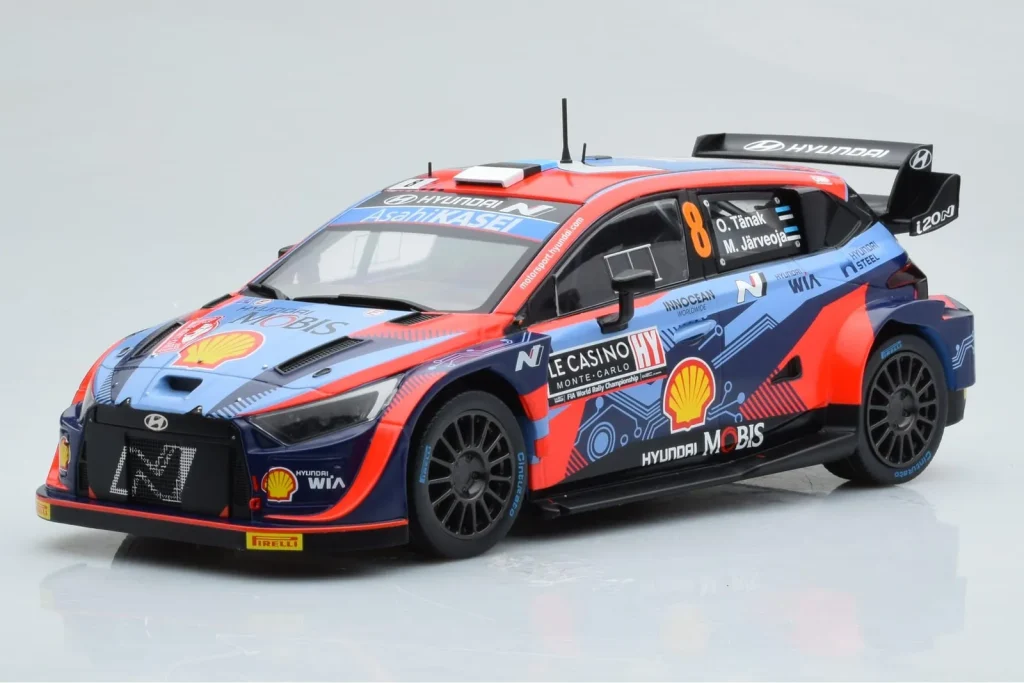 โมเดลรถ 1:18 Hyundai i20 N Rally1 #8 O. Tanak / M. Jarveoja Rally Monte Carlo ปี 2022 IXO
