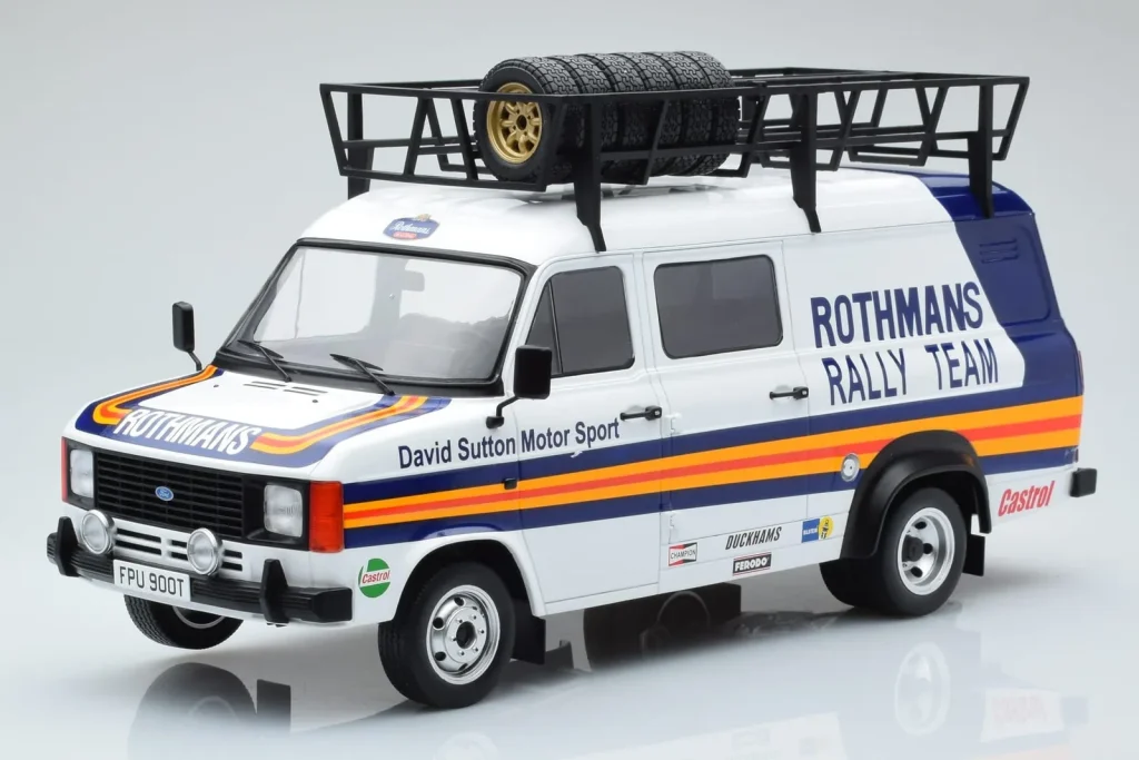 Model 1:18 Ford Transit Mk2 Van Team Rothmans Rally Assistance IXO