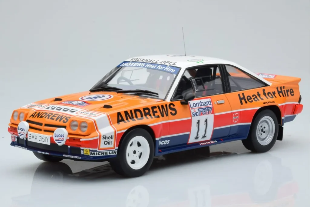 Model 1:18 Opel Manta 400 #11 R. Brookes / M. Broad RAC Rally year 1985 IXO