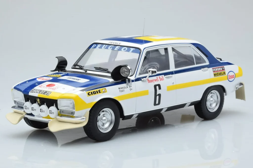 โมเดลรถ 1:18 Peugeot 504 Ti #6 H. Mikkola / A. Hertz Rally Morocco ปี 1975 IXO