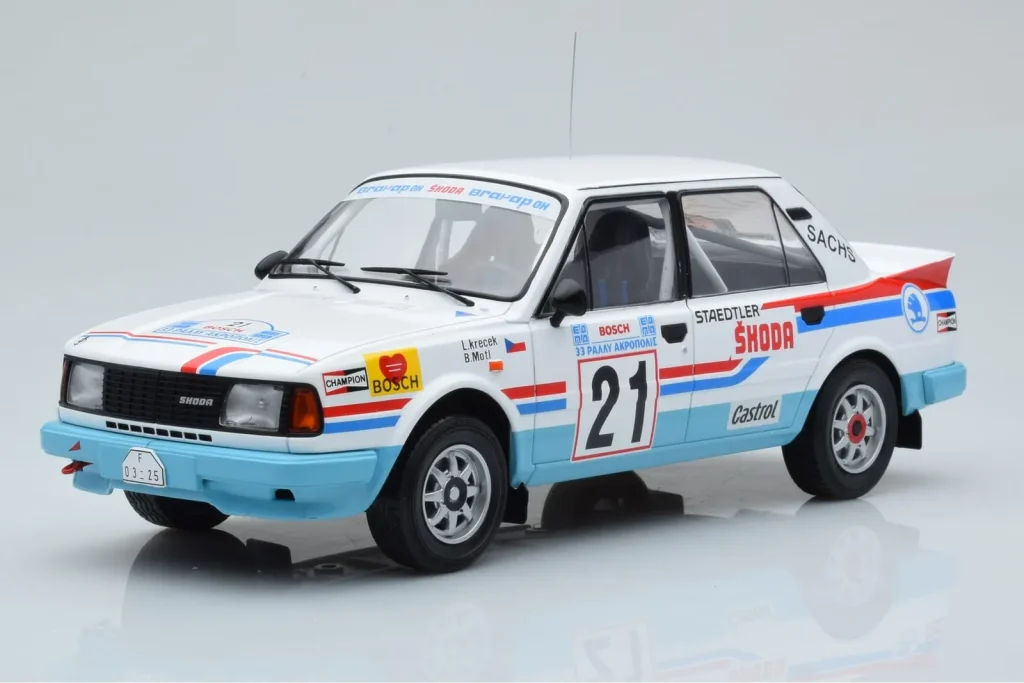 โมเดลรถ 1:18 Skoda 130 LR #21 L. Krecek / B. Motl Rally Acropolis ปี 1986 IXO