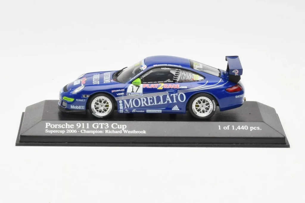 โมเดลรถ 1:43 Porsche 911 996 GT3 Cup Team Morellato #17 R. Westbrook Porsche Supercup Champion ปี 2006 Minichamps (มือสอง)