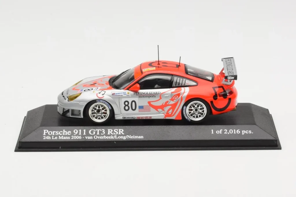 โมเดลรถ 1:43 Porsche 911 997 GT3 RSR Flying Lizard #80 S. Neiman / P. Long / J. Van Overbeek 24 Hours of Le Mans ปี 2006 Minichamps (มือสอง)