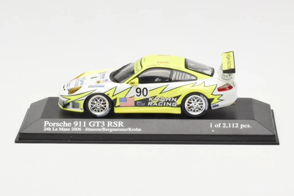 โมเดลรถ 1:43 Porsche 911 997 GT3 RSR Krohn Racing #90 J. Bergmeister / T. Jonsson / T. Krohn 24 Hours of Le Mans ปี 2006 Minichamps (มือสอง)