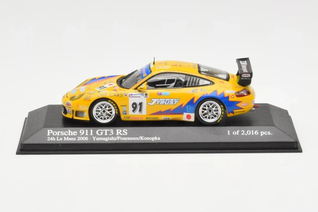 โมเดลรถ 1:43 Porsche 911 997 GT3 RS T2M #91 Yamagishi / Fournoux / Konopka 24 Hours of Le Mans ปี 2006 Minichamps (มือสอง)