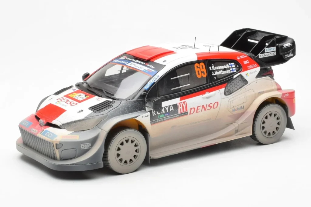 Model 1:18 Toyota GR Yaris Rally1 #69 K. Rovanpera / J. Halttunen Safari Rally Kenya Dirty Version year 2023 IXO