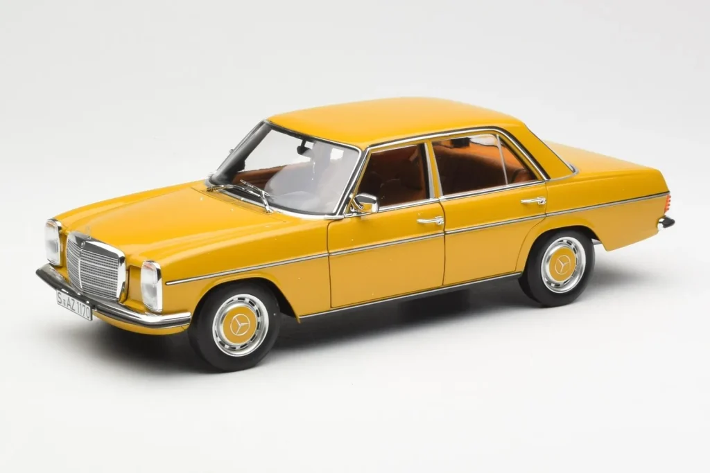 โมเดลรถ 1:18 Mercedes 200/8 W115 Sahara สีเหลือง Norev (มือสอง)
