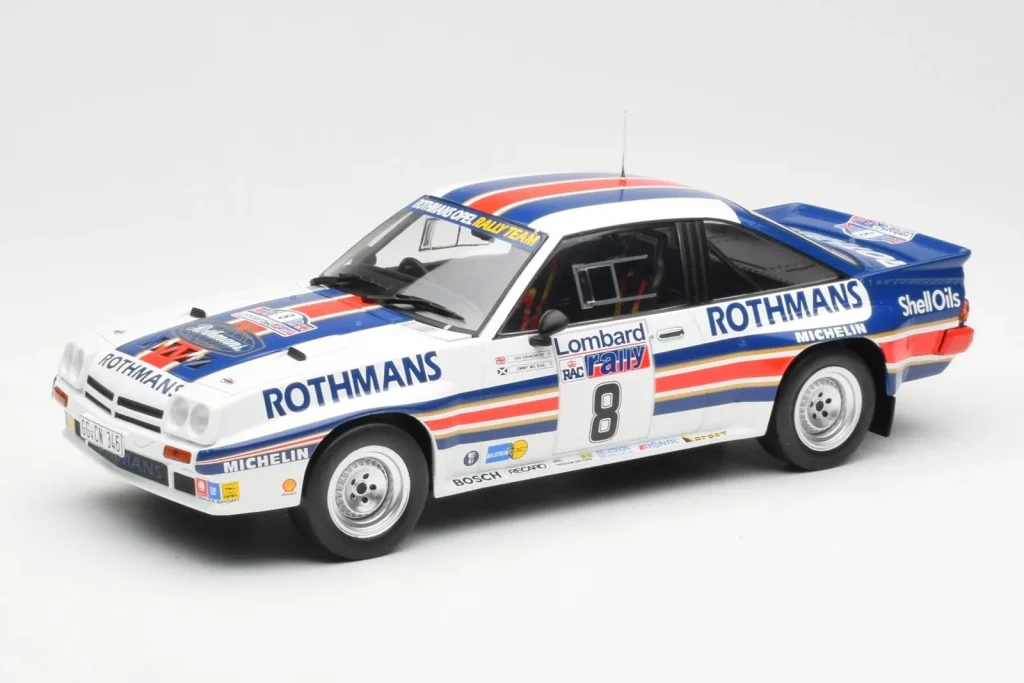 Model 1:18 Opel Manta 400 Rothmans #8 J. McRae / I. Grindrod Lombard RAC Rally year 1983 IXO