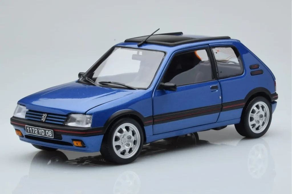 โมเดลรถ 1:18 Peugeot 205 GTi 1.9 With Window Roof Miami สีน้ำเงิน Norev
