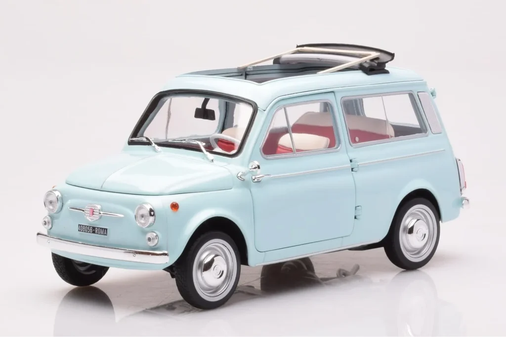 โมเดลรถ 1:18 Fiat 500 Giardiniera Acquamarina สีน้ำเงิน Norev