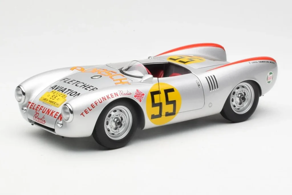 โมเดลรถ 1:18 Porsche 550-1500 RS Spyder #55 H. Herrmann Carrera Panamericana ปี 1954 AUTOart (มือสอง)