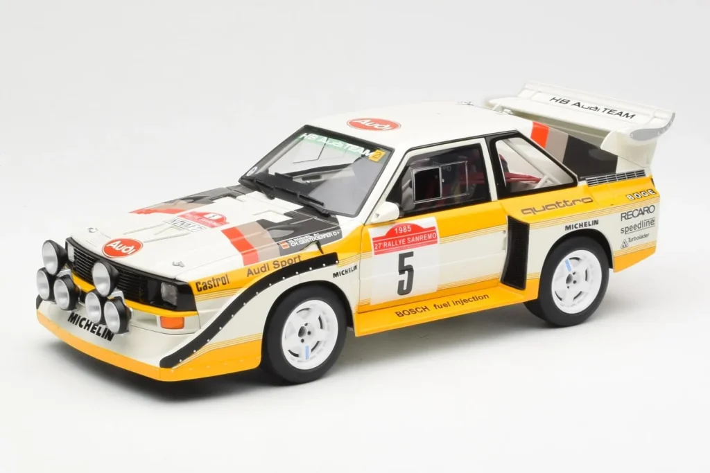 โมเดลรถ 1:18 Audi Sport Quattro S1 #5 W. Rohrl / C. Geistdorfer Rally Sanremo Winner ปี 1985 AUTOart (มือสอง)