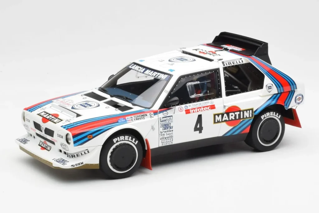 Model 1:18 Lancia Delta S4 Martini #4 H. Toivonen / S. Cresto Rally Tour de Corse year 1986 AUTOart