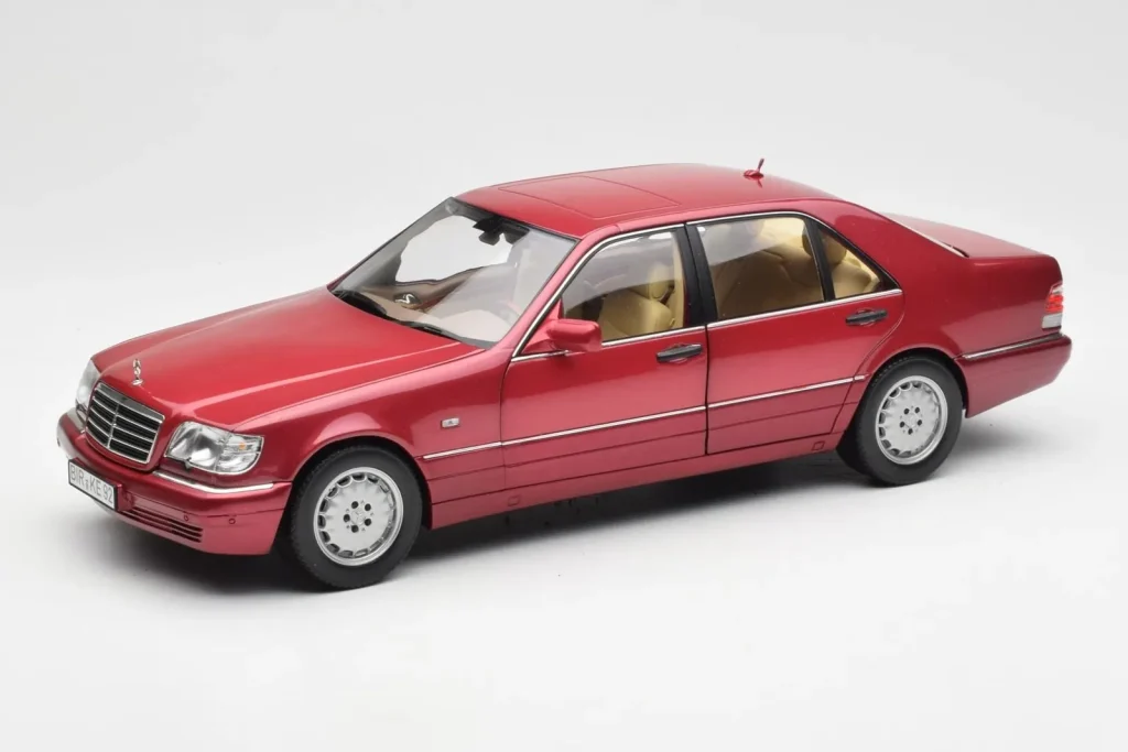 โมเดลรถ 1:18 Mercedes S500 W140 สีแดงเมทัลลิก Norev (มือสอง)