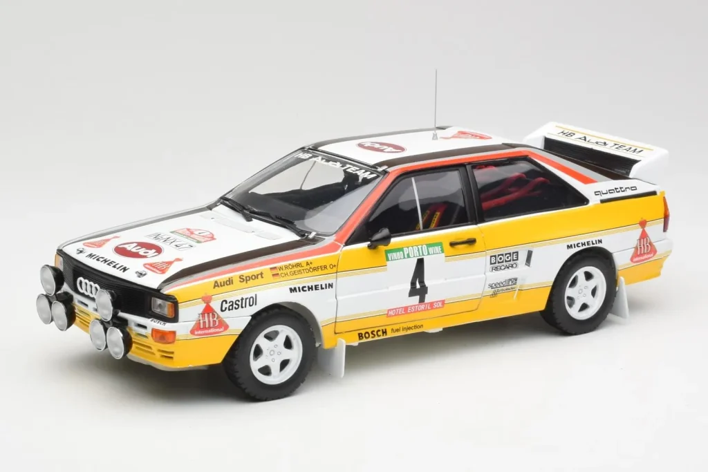 โมเดลรถ 1:18 Audi Quattro A2 #4 W. Rohrl / C. Geistdorfer Rally de Portugal ปี 1984 Sun Star (มือสอง)