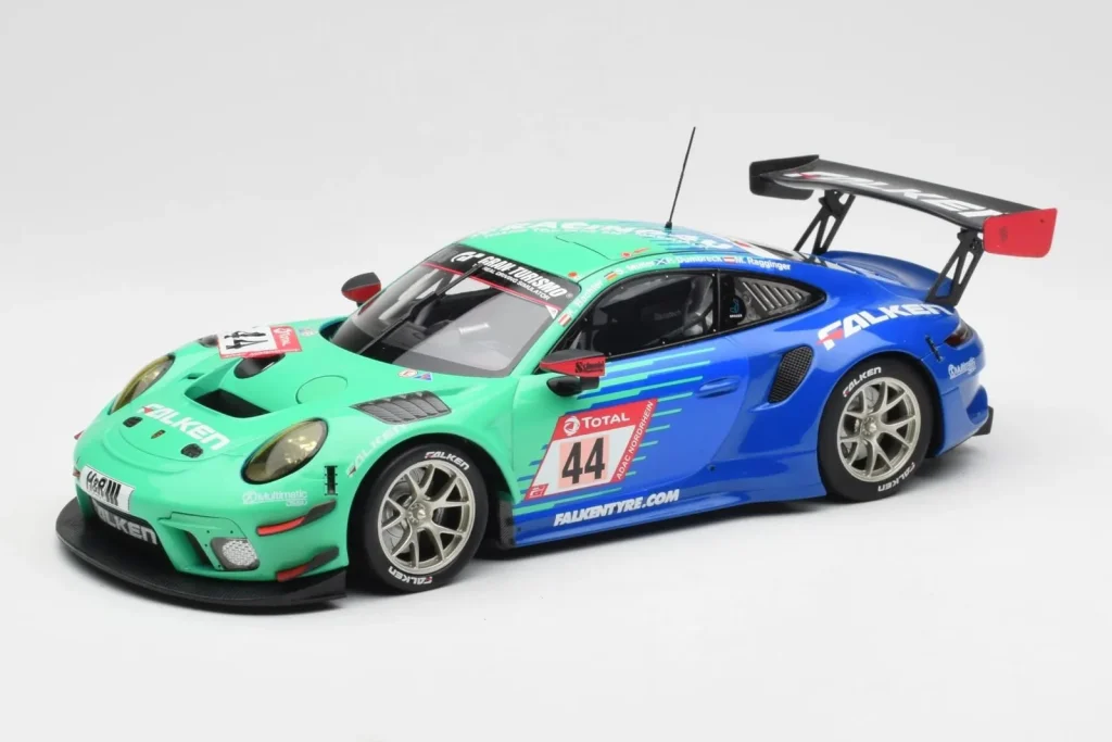 โมเดลรถ 1:18 Porsche 911 GT3 R 991.2 Team Falken Motorsport #44 P. Dumbreck / M. Ragginger / S. Müller / K. Bachler ADAC 24 Hours Nürburgring ปี 2020 Minichamps (มือสอง)