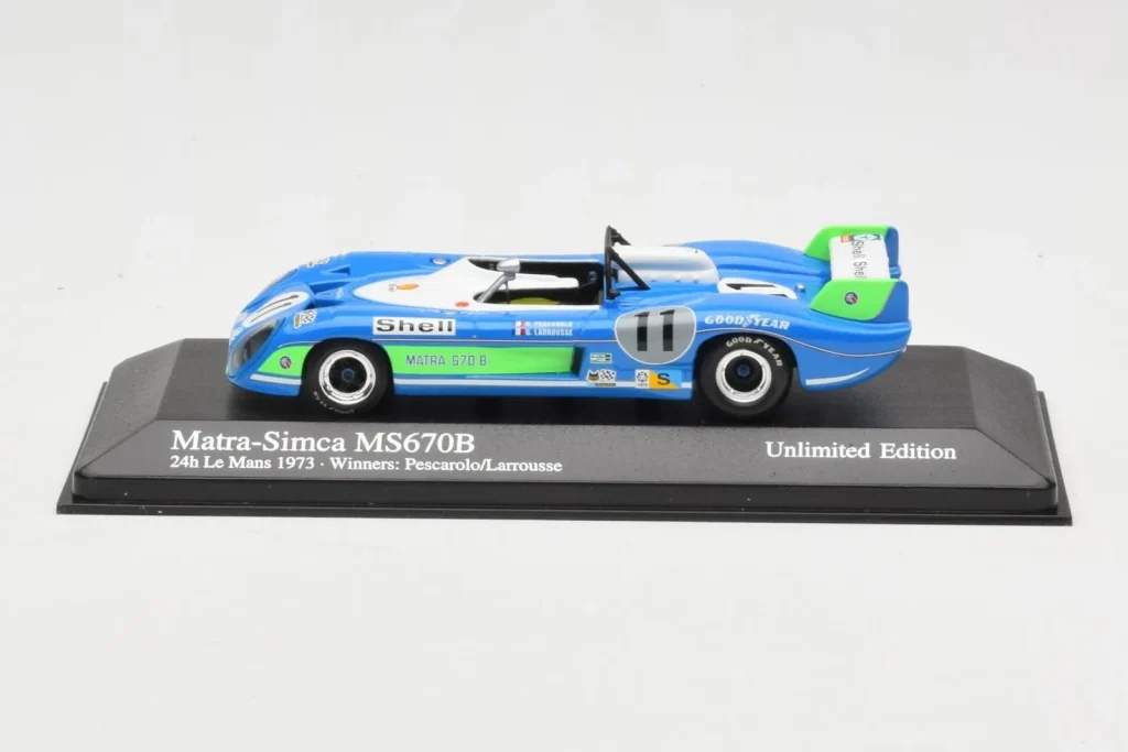 โมเดลรถ 1:43 Matra Simca MS670B #7 H. Pescarolo / G. Larrousse 24 Hours of Le Mans Winner ปี 1973 Minichamps (มือสอง)