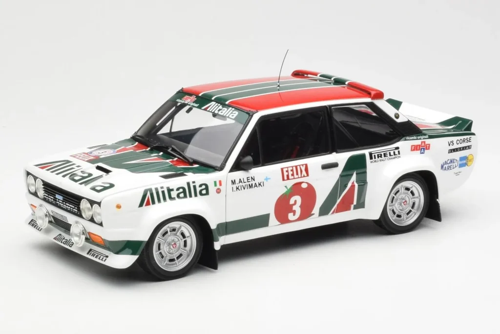โมเดลรถ 1:18 Fiat 131 Abarth #3 M. Alen / I. Kivimaki Winner Rally 1000 Lakes ปี 1980 Kyosho (มือสอง)