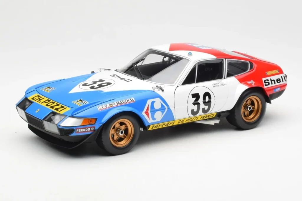 โมเดลรถ 1:18 Ferrari 365 GTB/4 #39 J-C. Andruet / Lena 24 Hours of Le Mans ปี 1972 Kyosho (มือสอง)