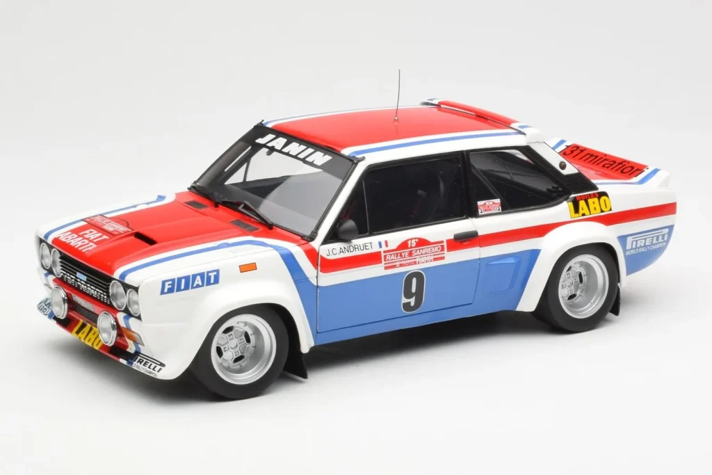 โมเดลรถ 1:18 Fiat 131 Abarth Fiat France #9 J-C. Andruet / C. Delferrier Winner Rally Sanremo ปี 1977 Kyosho (มือสอง)