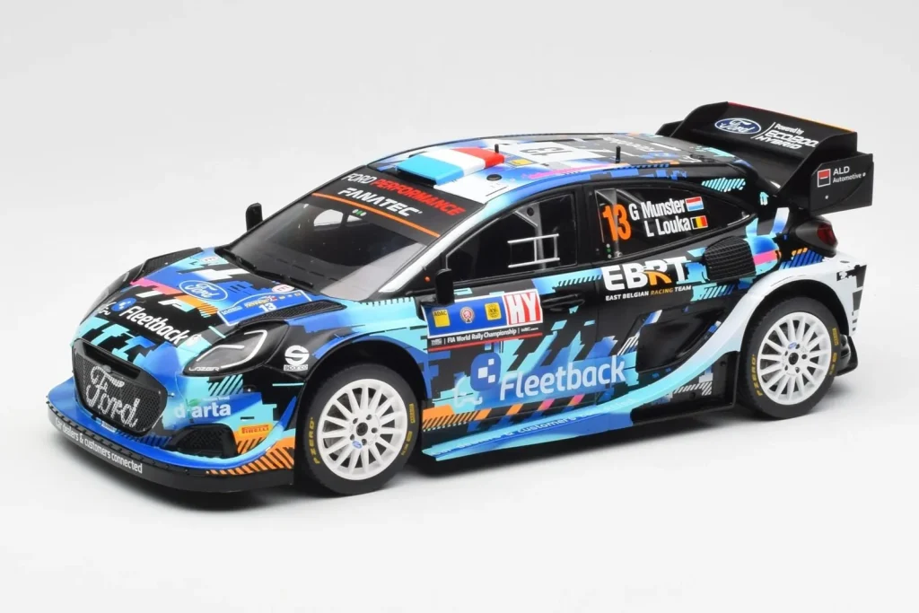โมเดลรถ 1:18 Ford Puma Rally1 #13 G. Munster / L. Louka Rally Central Europe ปี 2023 IXO