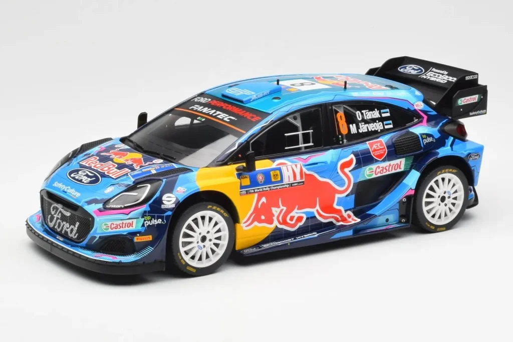 โมเดลรถ 1:18 Ford Puma Rally1 #8 O. Tanak / M. Jarveoja 3rd Rally Central Europe ปี 2023 IXO