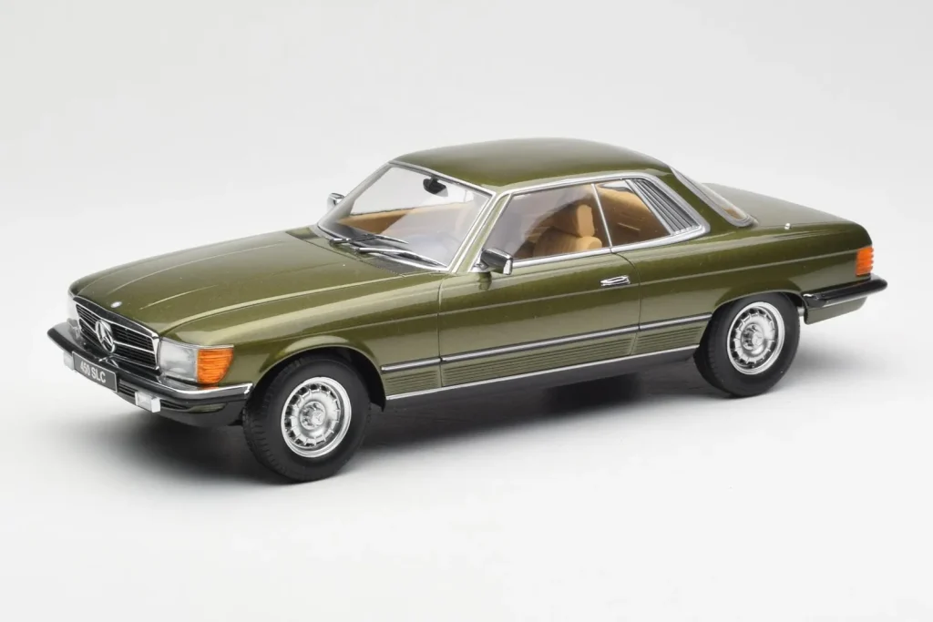 โมเดลรถ 1:18 Mercedes 450 SLC R107 สีเขียวเมทัลลิก KK-Scale (มือสอง)