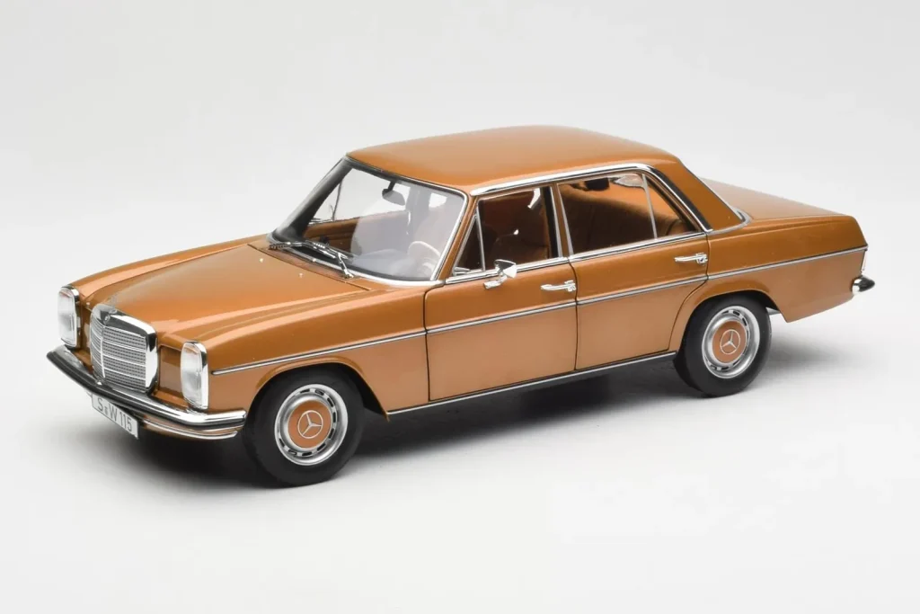 โมเดลรถ 1:18 Mercedes 200 W115 Bycane Gold Dealer Edition Norev (มือสอง)