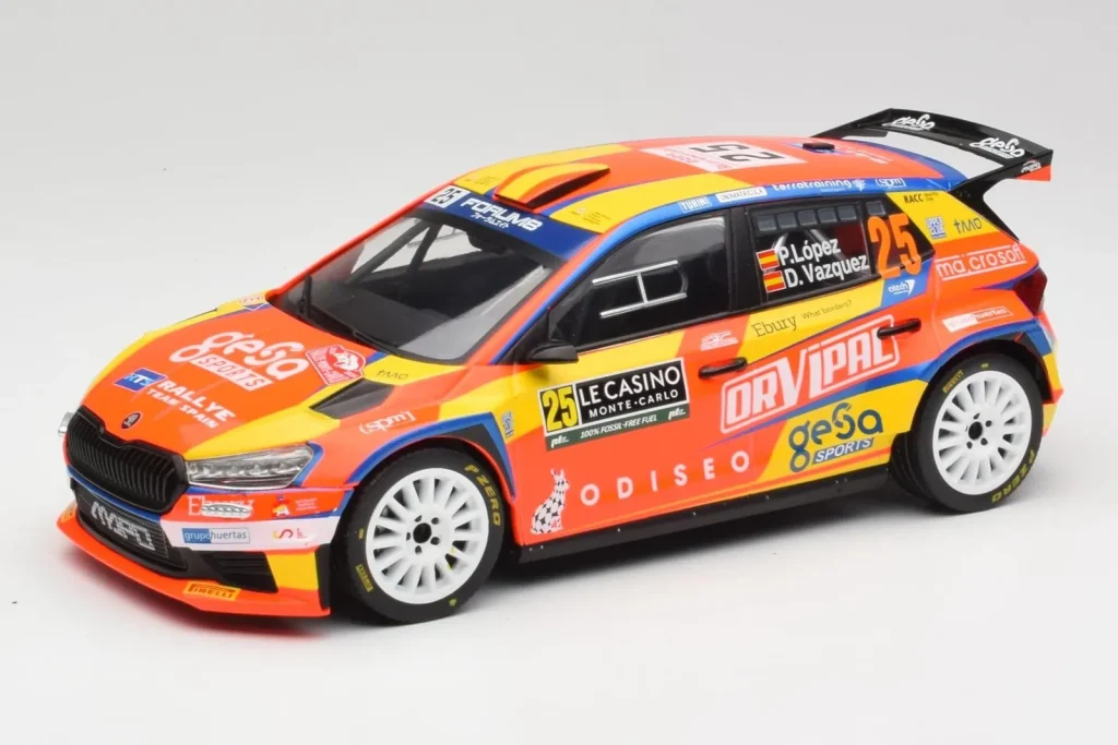 โมเดลรถ 1:18 Skoda Fabia Rally2 #25 P. Lopez Rally Monte Carlo ปี 2024 IXO