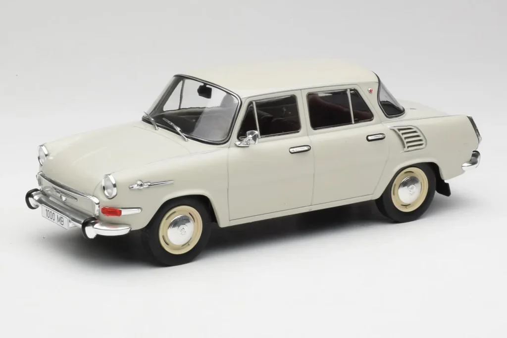 โมเดลรถ 1:18 Skoda 1000 MB Grey & White MCG