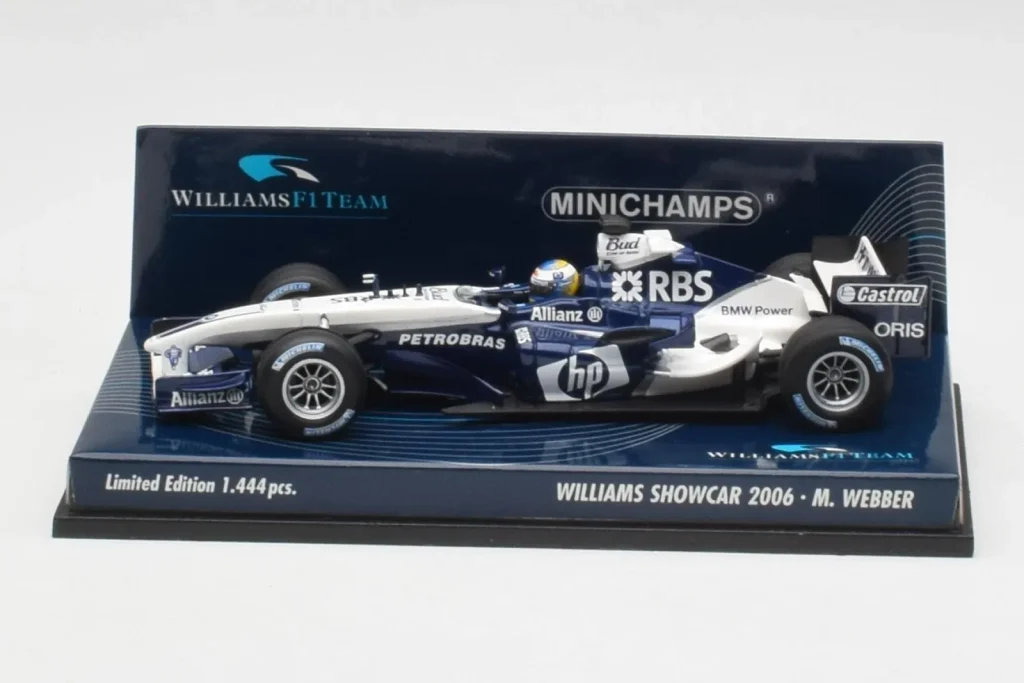 车型 1:43 Williams FW28 M. Webber Showcar F1 年 2006 Minichamps