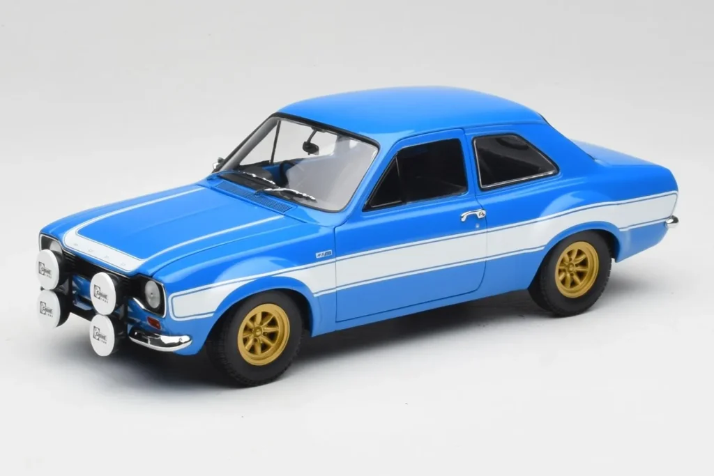 โมเดลรถ 1:18 Ford Escort Mk1 RS 1600 Blue White Stripes Minichamps (มือสอง)