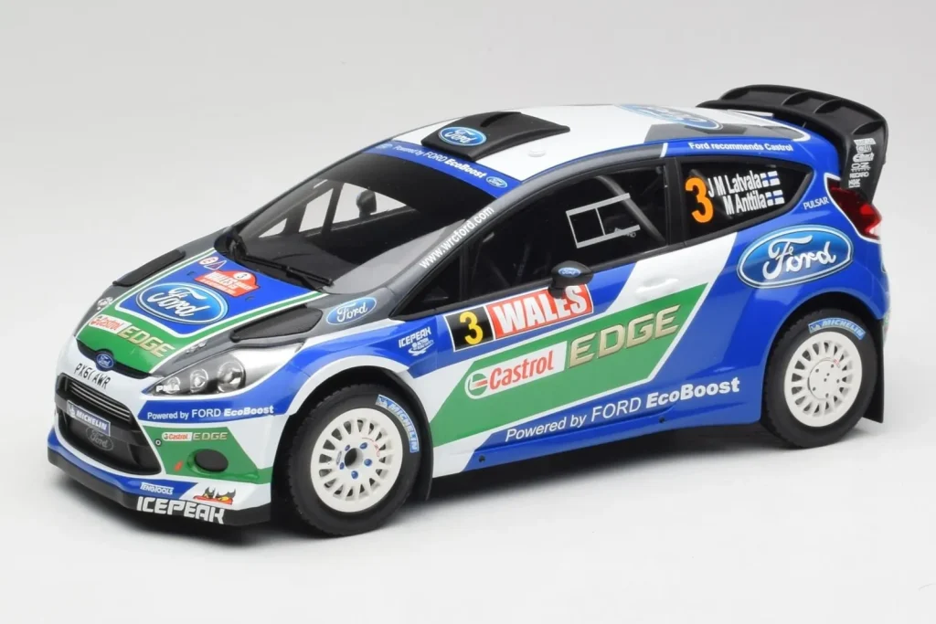 โมเดลรถ 1:18 Ford Fiesta WRC #3 J-M. Latvala / M. Anttila Rally Great Britain Winner ปี 2012 Minichamps (มือสอง)