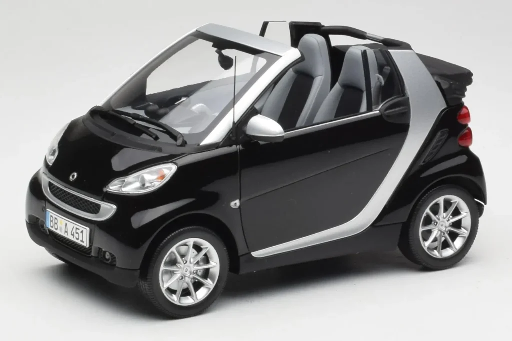 车型 1:18 Smart Fortwo Cabrio W451 Black & Silver Minichamps