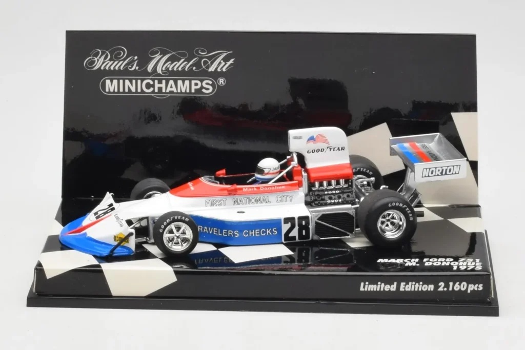 โมเดลรถ 1:43 March Ford 751 #28 M. Donohue Race Car ปี 1975 Minichamps (มือสอง)