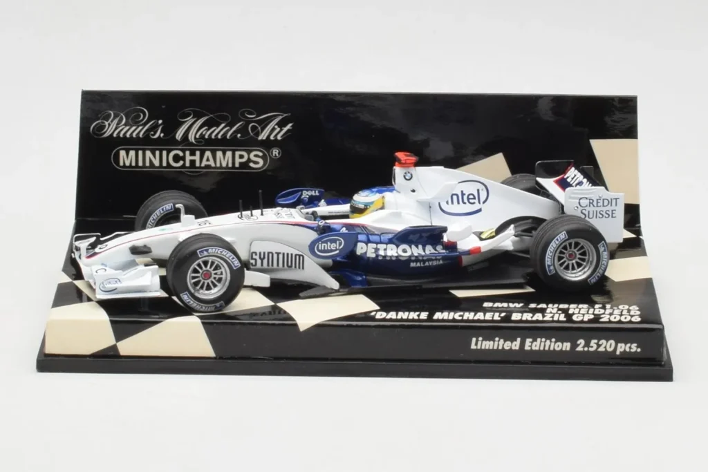 Model 1:43 BMW Sauber F1.06 #16 N. Heidfeld Brazilian GP year 2006 Minichamps