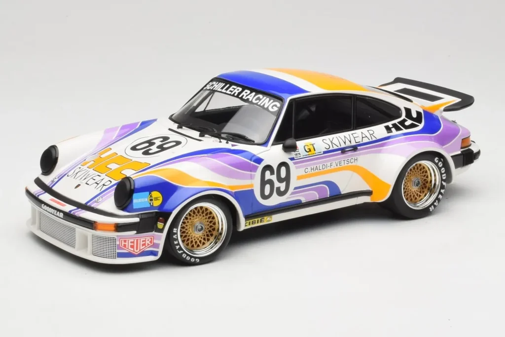 Model 1:18 Porsche 911 934 Schiller Racing Team #69 R. Haldi / H. Vetsch 24 Hours of Le Mans year 1976 Minichamps