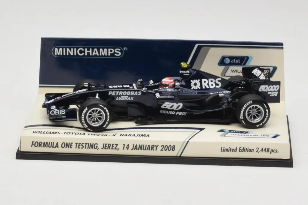 โมเดลรถ 1:43 Williams Toyota FW29B K. Nakajima Jerez Test 14 January ปี 2008 Minichamps (มือสอง)